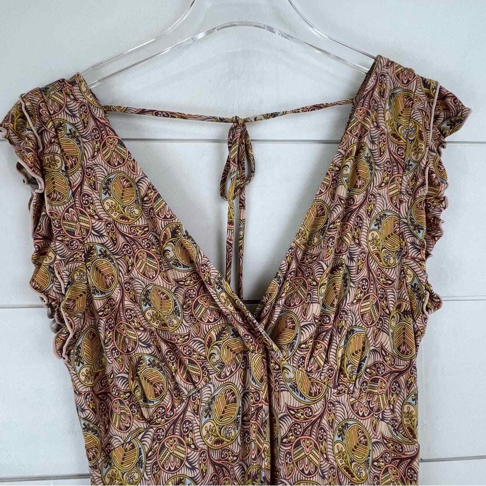 Anthropologie Matilda Paisley Jumpsuit Women S Flutter Sleeve V-Neck Boho - Picture 3 of 10